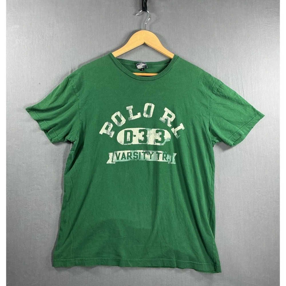 Vintage Polo Ralph Lauren Varsity TR. D-33 Faded T Shirt Green Size Medium